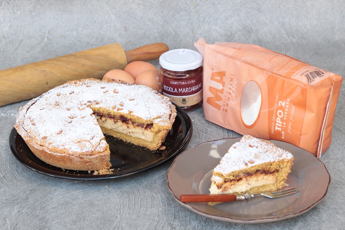 crostata rustica con ricotta e visciole