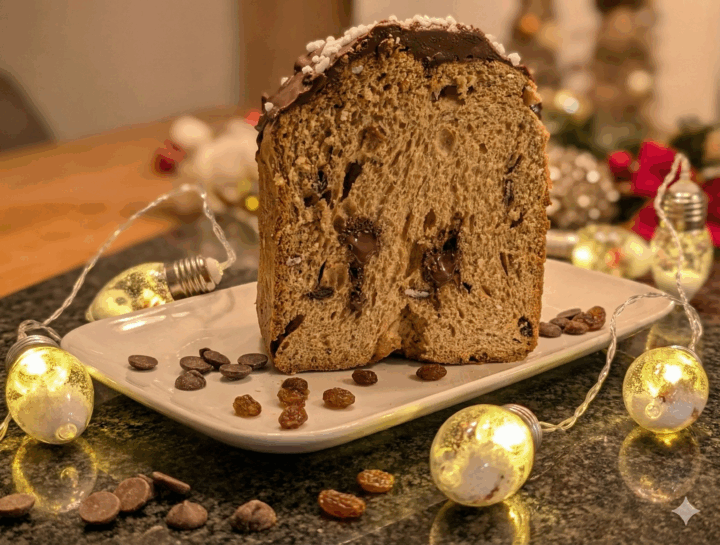 Panettone Cioccolato e Uvetta in Macchina del Pane - foto migliorata con IA